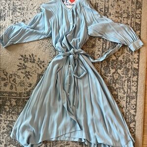 J. Crew Blue Long Sleeve Bishop Sundress Wedding Guest